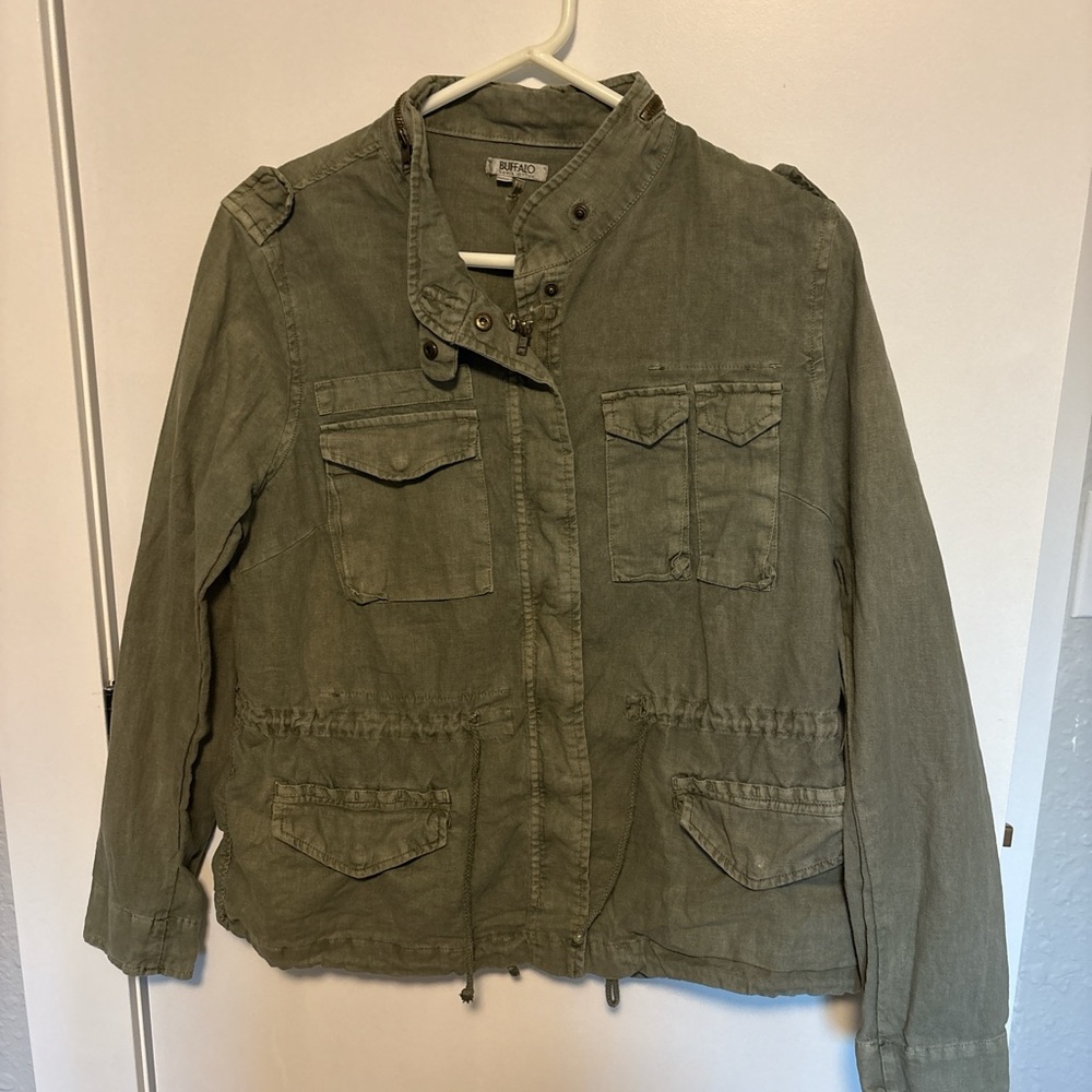 Buffalo David Bitton Olive Utility Military Jacket Size M